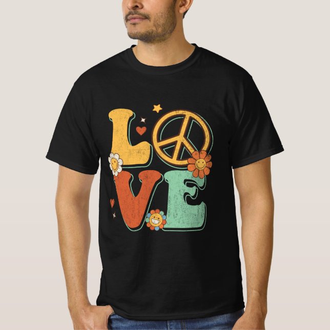 Camiseta Signo de paz Amor 60's 70s Costume Groovy Hippie T (Anverso)