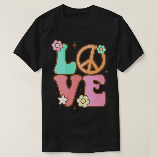 Camiseta Signo de paz Amor 60's 70s Costume Groovy Hippie T (Diseño del anverso)