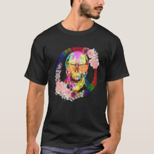 Camiseta Signo de paz Amor 60's 70's Hippie Colorful Skull