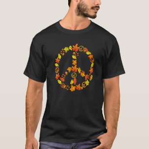 Camiseta Signo de Paz Amor  60s 70s Tie Dye Hojas de Otoño 