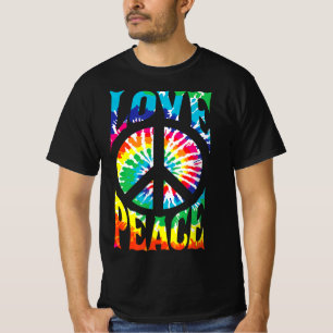 Camiseta Signo de paz Amor 60S 70S Tye Dye Hippie Vestuario