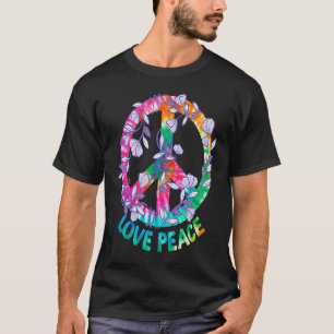 Camiseta SIGNO DE PAZ AMOR Flores 60s 70s Tye Dye Hippie Co