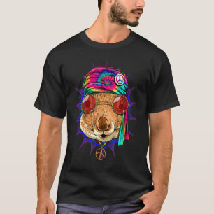 Camiseta Signo de paz animal de tinte de ardilla hippie Psy