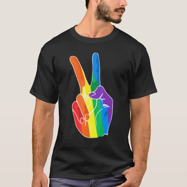 Camiseta Signo de paz arcoiris amor Orgullo LGBT lesbiana g (Anverso)