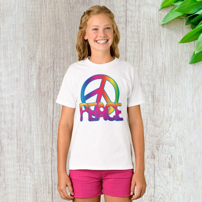 Camiseta Signo de Paz Arcoíris Retro Hippie (Subido por el creador)