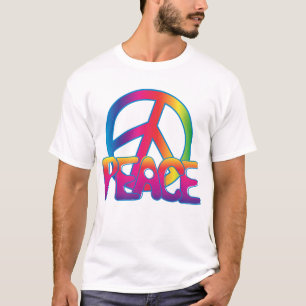 Camiseta Signo de Paz Arcoíris Retro Hippie