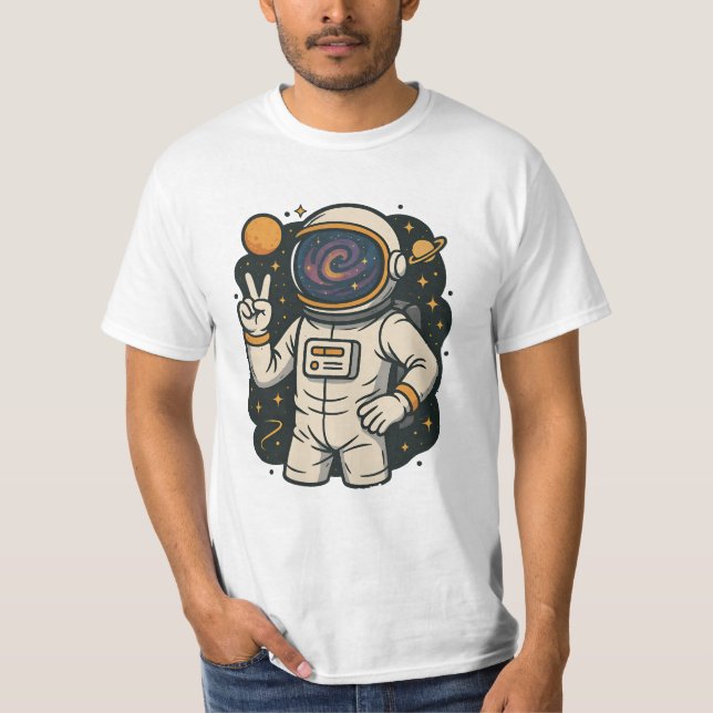 Camiseta Signo de paz astronauta Spaceman Galaxy Astro Love (Anverso)