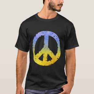 Camiseta Signo de Paz Azul y Amarillo de Ucrania Retro Ukra