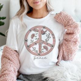 Camiseta Signo de paz Boho mariposa floral Giro retro