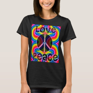 Camiseta Signo de paz brillante colorido 60's 70 Hippie Ret
