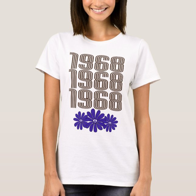 Camiseta Signo de paz de 1968, hippie, poder de la flor mor (Anverso)