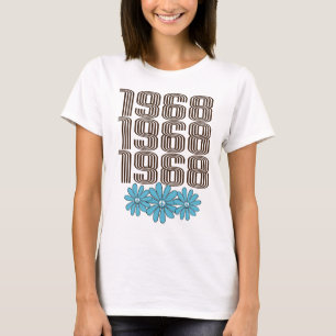 Camiseta Signo de paz de 1968 poder de flores hippie Aqua