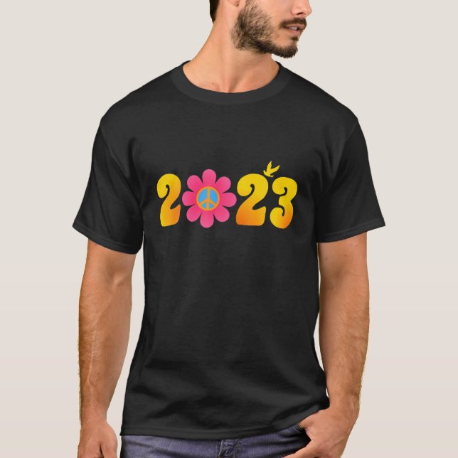 Camiseta Signo de paz de 2023 Feliz Año Nuevo Año 60 Años 7 (Anverso)