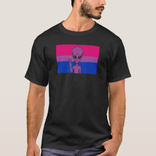 Camiseta Signo de paz de Alien Head Ufo Gaylien Bisexual Or