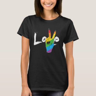 Camiseta Signo de paz de amor Rainbow Lesbian Lgbt Desfile 