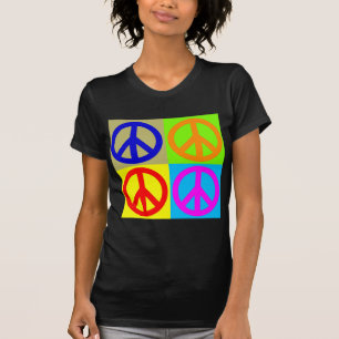 Camiseta Signo de paz de arte pop de cuatro colores