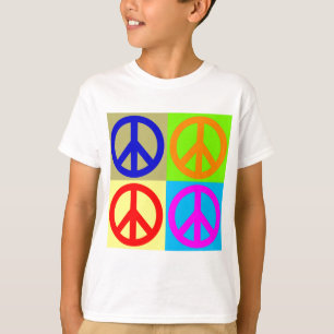Camiseta Signo de paz de arte pop de cuatro colores