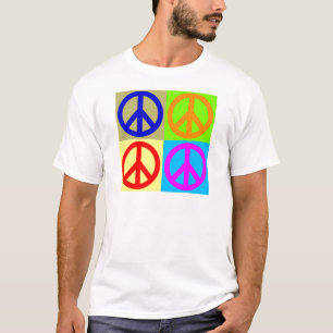 Camiseta Signo de paz de arte pop de cuatro colores