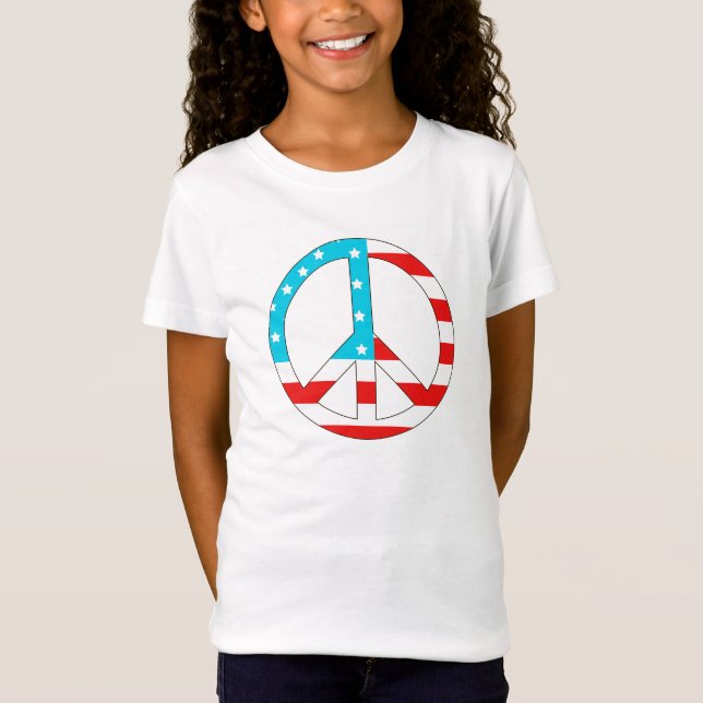 Camiseta Signo de paz de bandera estadounidense (Anverso)