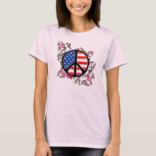 Camiseta Signo de paz de bandera estadounidense