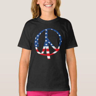 Camiseta Signo de paz de bandera estadounidense