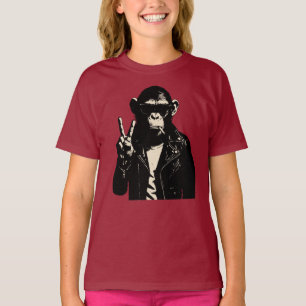 Camiseta Signo de Paz de Chimp Rebel en Cuero