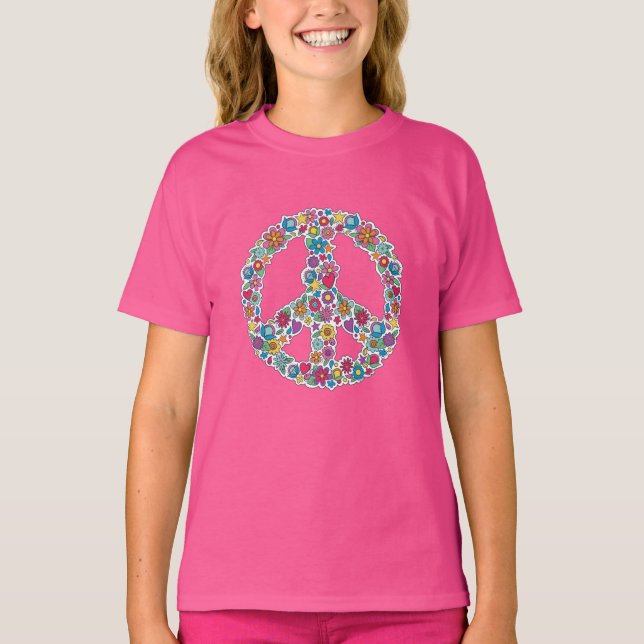 Camiseta Signo de paz de flor (Anverso)