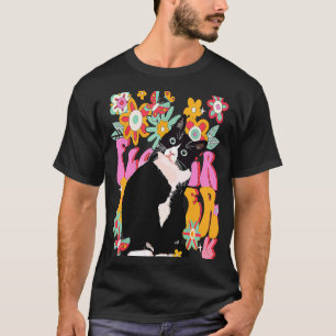 Camiseta Signo de paz de Flores de ambiente de 70 del gato 