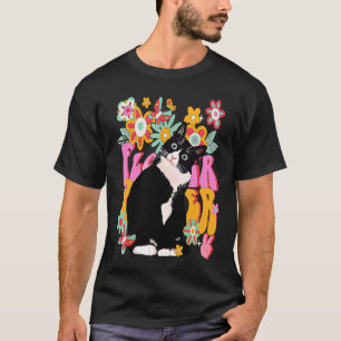 Camiseta Signo de paz de Flores de ambiente de 70 del gato 