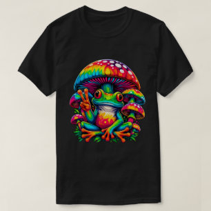 Camiseta Signo de paz de hongo hippie de rana de tinte