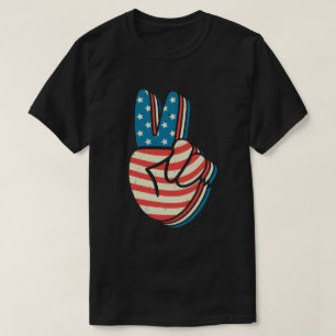 Camiseta Signo de paz de la bandera estadounidense, 4 de ju