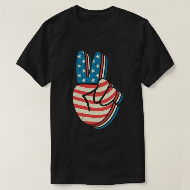 Camiseta Signo de paz de la bandera estadounidense, 4 de ju (Diseño del anverso)