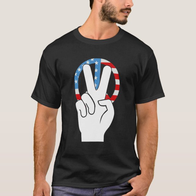 Camiseta Signo De Paz De La Bandera Estadounidense Del 4 De (Anverso)
