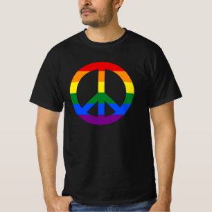 Camiseta Signo de paz de la bandera LGBT