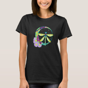 Camiseta Signo de paz de la luna de la libélula Hippie Fl