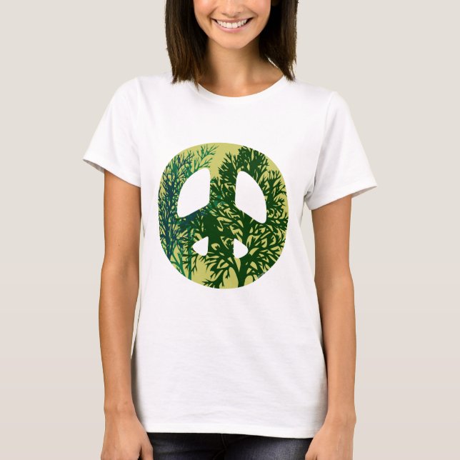 Camiseta Signo de paz de los árboles verdes (Anverso)