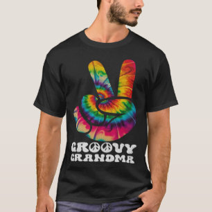 Camiseta Signo de paz de mano de abuela groovy tinte de hip