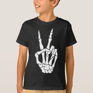 Camiseta Signo de paz de mano de esqueleto Hueso Halloween
