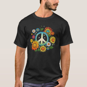 Camiseta Signo de paz de margarita hippie giratorio girasol