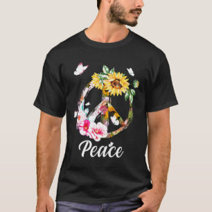 Camiseta Signo de paz de mariposa Flor floral Naturaleza de