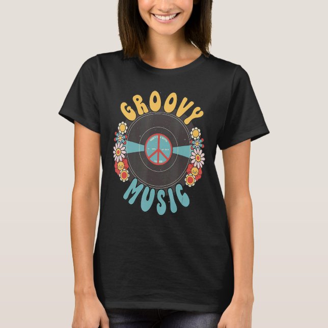 Camiseta Signo de paz de música groovy flores mujeres Chica (Anverso)