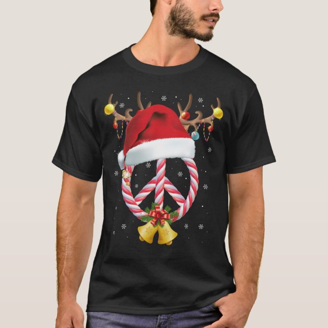 Camiseta Signo de paz de navidades Símbolo de Candy Cane Sa (Anverso)