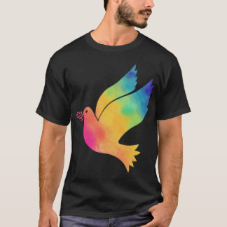 Camiseta Signo de paz de pájaro arcoiris tela de tintineo