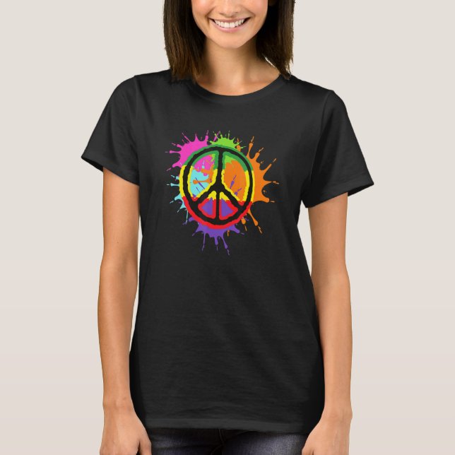 Camiseta Signo de paz de sangría de salpicadura colorida (Anverso)