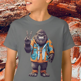 Camiseta Signo de paz de Sasquatch con pie de página grande