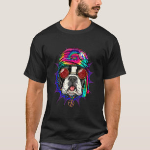 Camiseta Signo de paz de tinte de Bulldog francés hippie Ps