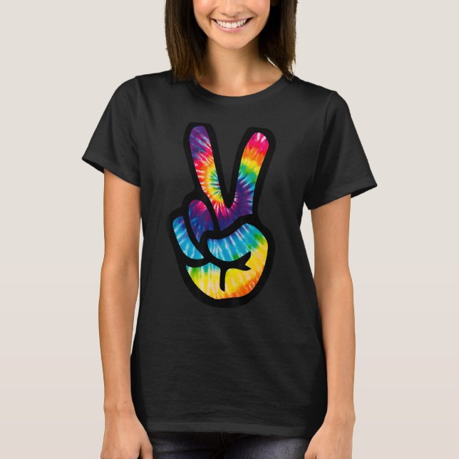 Camiseta Signo de paz de tinte digital hippies V s 4 (Anverso)
