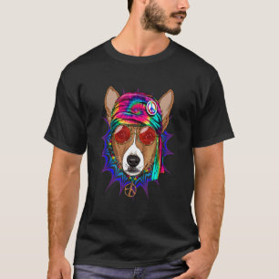 Camiseta Signo de paz de tinte hippie africano Basenji