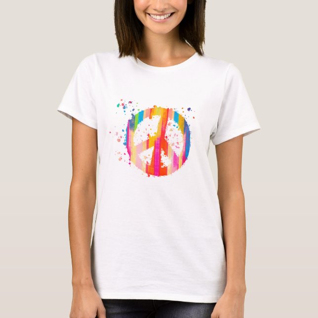 Camiseta Signo de paz de tinte hippie símbolo del festival  (Anverso)