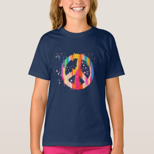 Camiseta Signo de paz de tinte hippie símbolo del festival  (Anverso)